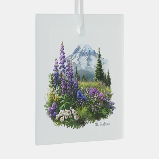 Kerst Mt. Rainier Glass Ornament (Voorkant Rechts)