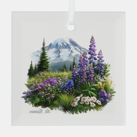 Kerst Mt. Rainier Glass Ornament (Achterkant)
