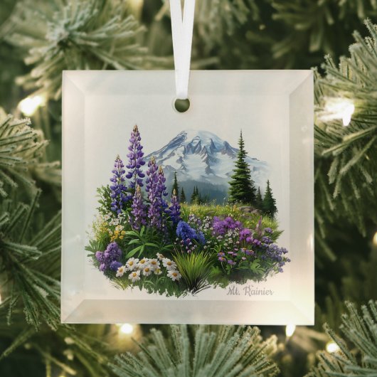 Kerst Mt. Rainier Glass Ornament (Insitu)