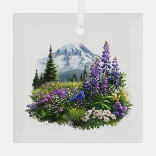 Kerst Mt. Rainier Glass Ornament (Achterkant)