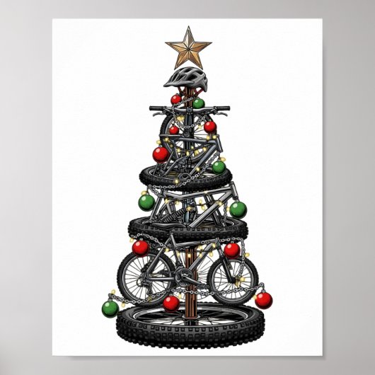 Kerst Mtb Mountainbike Boom Kerstmis Grappige Mann Poster (Voorkant)