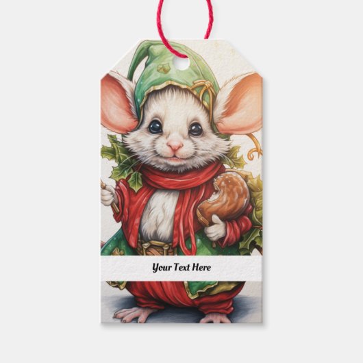 Kerst Muis 46 Uw Tekst Hier Cadeaulabel (Voorkant)
