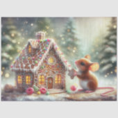 Kerst Muis Gingerbread Cottage Decoupage Tissuepapier (Voorkant)