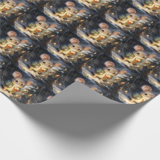 Kerst muis inpakpapier (Hoek)