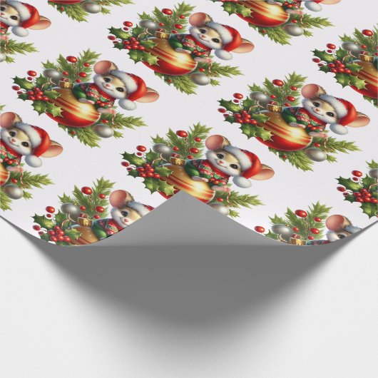 Kerst muis inpakpapier (Hoek)