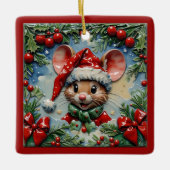 Kerst muis keramisch ornament (Voorkant)