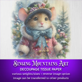 Kerst Muis Rustieke Kerst Decoupage Tissuepapier