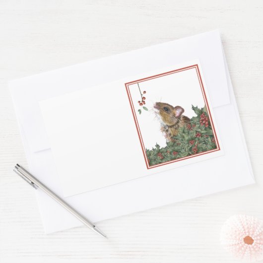 Kerst Muis stickers, adresetiketten, cadeau label (Envelop)