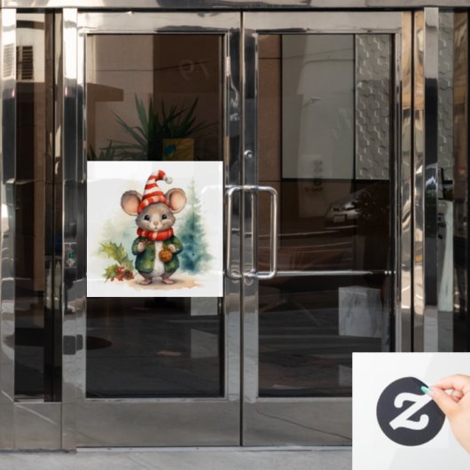 Kerst Muis Venster Cling Raamsticker (Kantoordeur)