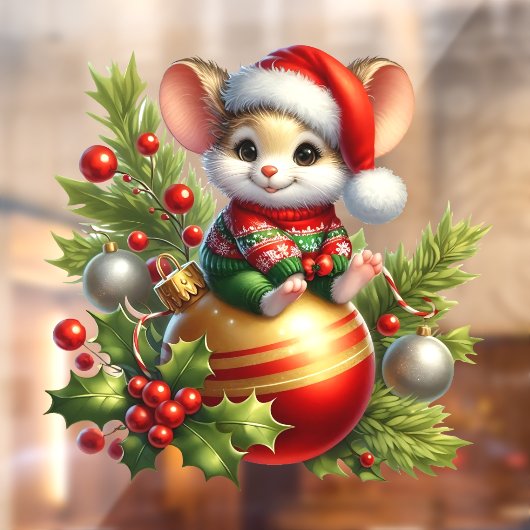 Kerst Muis Venster Cling Raamsticker (Vel 2)