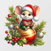 Kerst Muis Venster Cling Raamsticker (Vel)
