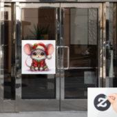 Kerst Muis Venster Cling Raamsticker (Kantoordeur)