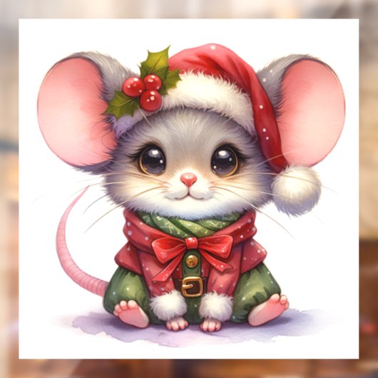 Kerst Muis Venster Cling Raamsticker (Vel 2)