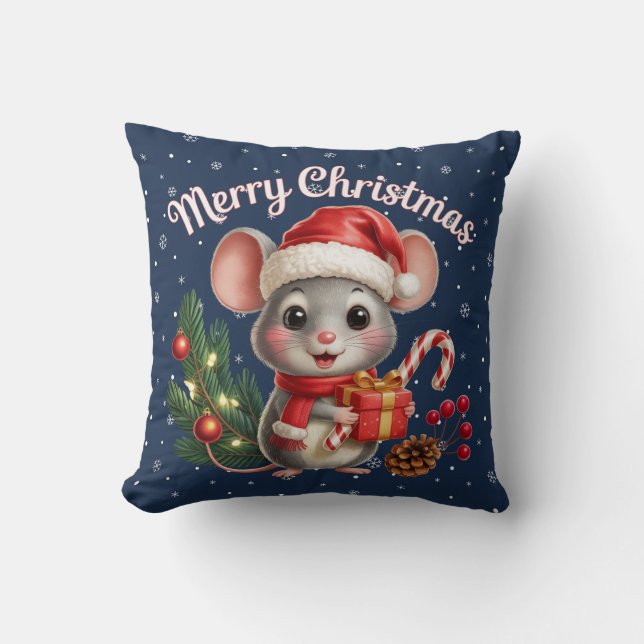 Kerst Muis Worp Kussen (Voorkant)