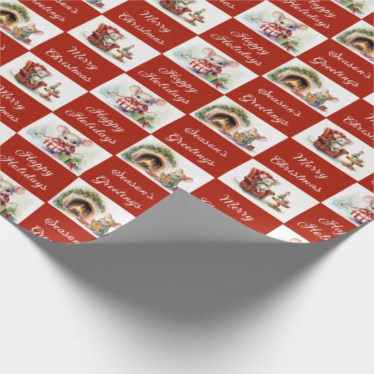 Kerst Muizen Ontwerp Cadeaupapier (Hoek)