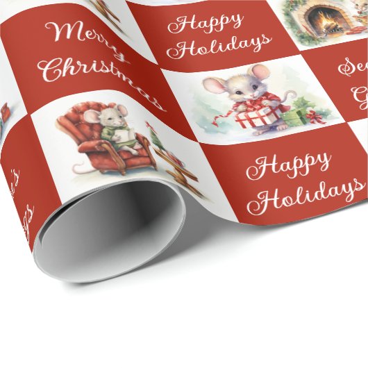 Kerst Muizen Ontwerp Cadeaupapier (Rol Hoek)