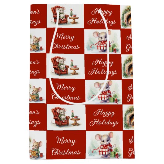 Kerst Muizen Ontwerp Medium Cadeauzakje (Voorkant)
