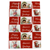 Kerst Muizen Ontwerp Medium Cadeauzakje (Achterkant)