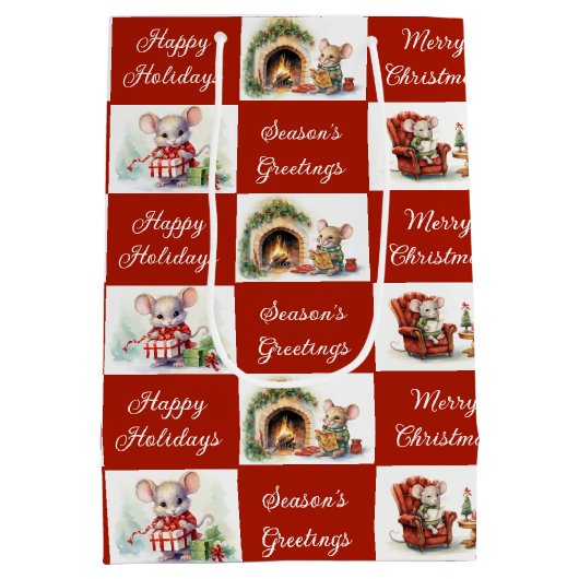 Kerst Muizen Ontwerp Medium Cadeauzakje (Achterkant)