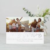 Kerst multi-foto modern zilver script chic folie feestdagenkaart (Staand Voorkant)