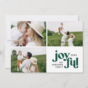 Kerst multi foto moderne groene typografie feestdagenkaart