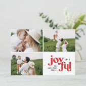 Kerst multi foto moderne typografie feestdagenkaart (Staand voorkant)