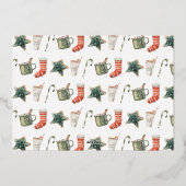 Kerst multi-foto script moderne rood en groen folie feestdagenkaart (Achterkant)