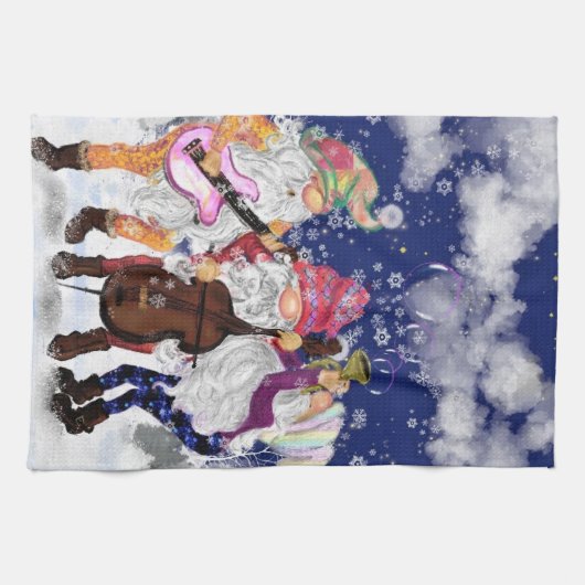 Kerst Musical Gnomes Keuken Handdoek (Horizontaal)