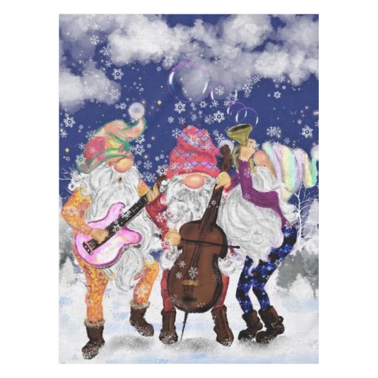 Kerst Muziek Band Gnome Tafelkleed (Voorkant)