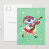 Kerst Muziek Elf Kat Briefkaart (Voorkant / Achterkant)