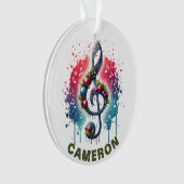 Kerst Muziek Liefhebber Custom Name Ornament (voorkant)