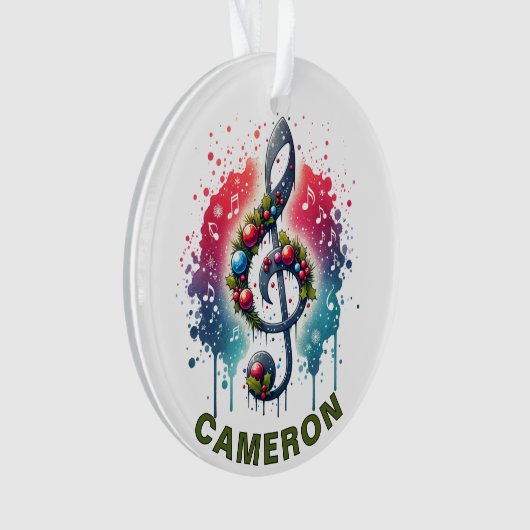 Kerst Muziek Liefhebber Custom Name Ornament (voorkant)