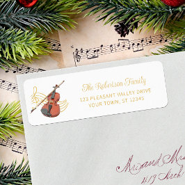 Kerst Muziek Viool Elegant Retouradres Etiket
