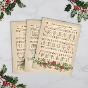 Kerst Muziekblad Decoupage - Set 1 Inpakpapier Vel