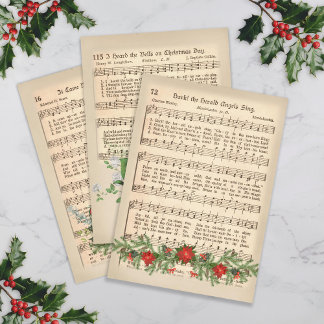 Kerst Muziekblad Decoupage - Set 1 Inpakpapier Vel