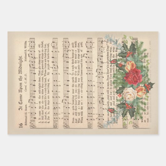 Kerst Muziekblad Decoupage - Set 1 Inpakpapier Vel (Voorkant 3)