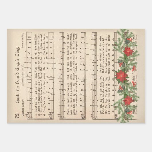 Kerst Muziekblad Decoupage - Set 1 Inpakpapier Vel (Voorkant)