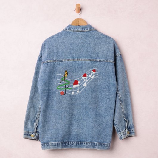 Kerst Muzieknoten Santa Hat Treble Clef Denim Jacket (Hangar)