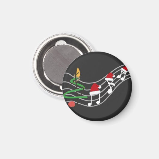 Kerst Muzieknoten Santa Hat Treble Clef Magneet (Voorkant / Achterkant)