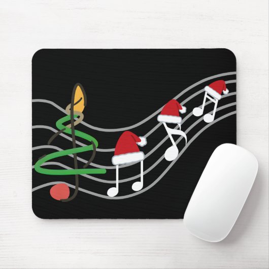 Kerst Muzieknoten Santa Hat Treble Clef Muismat (Met muis)
