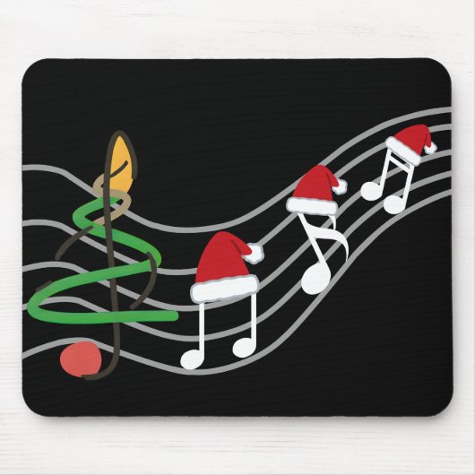 Kerst Muzieknoten Santa Hat Treble Clef Muismat (Voorkant)