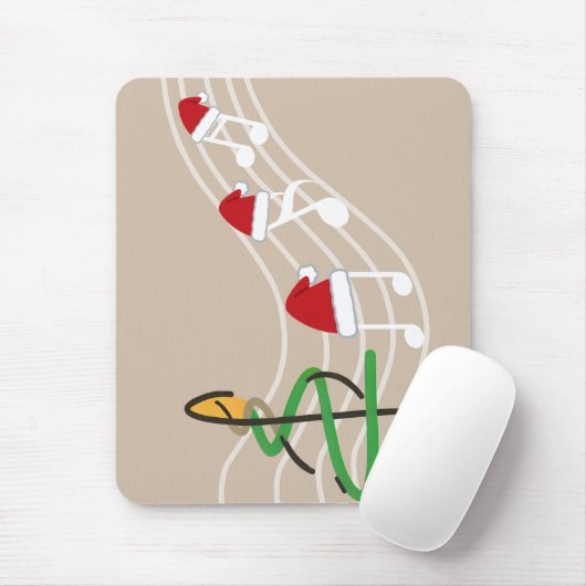 Kerst Muzieknoten Santa Hat Treble Clef Muismat (Met muis)