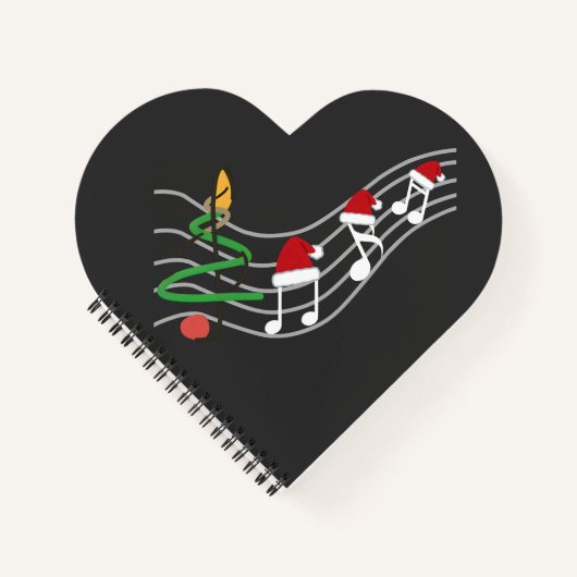 Kerst Muzieknoten Santa Hat Treble Clef Notitieboek (Voorkant)