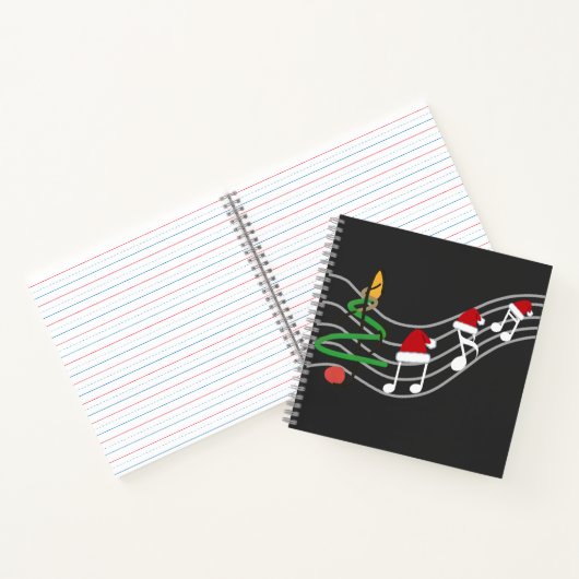 Kerst Muzieknoten Santa Hat Treble Clef Notitieboek (Binnen)