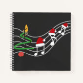 Kerst Muzieknoten Santa Hat Treble Clef Notitieboek (Voorkant)