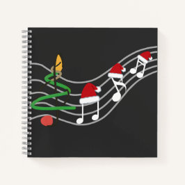 Kerst Muzieknoten Santa Hat Treble Clef Notitieboek