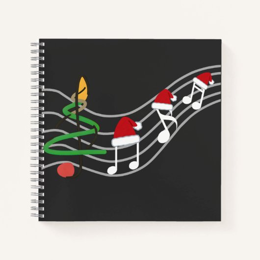 Kerst Muzieknoten Santa Hat Treble Clef Notitieboek (Voorkant)