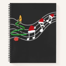 Kerst Muzieknoten Santa Hat Treble Clef Notitieboek