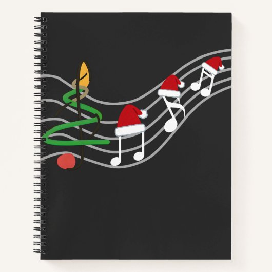 Kerst Muzieknoten Santa Hat Treble Clef Notitieboek (Voorkant)