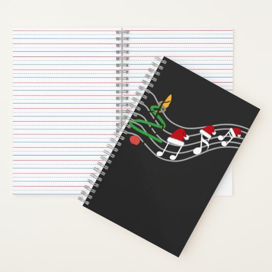 Kerst Muzieknoten Santa Hat Treble Clef Notitieboek (Binnen)